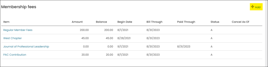 Adding new membership fees